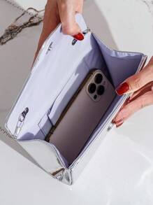 Glitter Decor Shiny PU Leather Women's Evening Clutch Bag, Party Shoulder Crossbody Chain Bag With Phone & Lipstick Compartment, Fashion Versatile Female Handbag