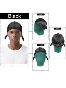 1 buc. Pălărie de pirat cu coadă lungă, stil nou hip-hop Durag, satin, imitație de mătase, stil hip-hop Durag