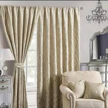 Gold Bedspread Set Damask Jacquard Design With Matching Cushions Curtains - 1 - View 3