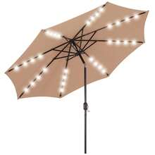 OLIXIS Upgrade 10 FT LED Outdoor Patio Deck Umbrella With 32 Solar Lights, Tilt & Crank, UV-Resistant And Waterproof Table Umbrella For Pool, Beach, Market And Restaurant - Khaki - View 3