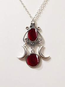 这款独特而富有创意的波西米亚风格月亮女神项链，配有紫色水晶吊坠，是送给女性的完美礼物。