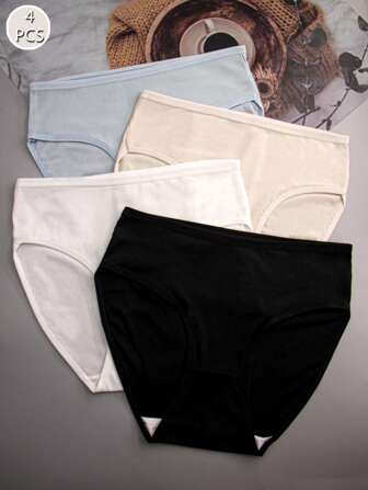 4pcs Women High Waisted Milk Silk Sports Bikini Briefs