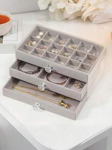 1pc, 54 Compartments, 5 Layers, Transparent, Velvet Cloth, Acrylic Jewelry Storage Box - Large Capacity Earrings, Rings, Necklaces Storage, Home And Travel Dual Use, Fade-Resistant Padded Drawer Design, Women's Gift, Modern Style Jewelry Box - 54 Grid 5 Layers Acrylic - View 9