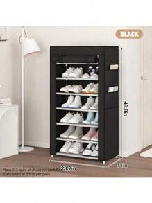 带盖鞋架，5-10 层高鞋架，大容量鞋架，节省空间，适用于衣柜、玄关、宿舍、卧室 - 彩色 - 查看 15