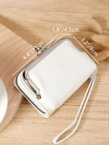 女士钱包短款 PU 皮革钱包拉链和搭扣钱包多功能大容量钱包女士零钱袋零卡包轻便、时尚现代、商务拉链信用卡商务休闲教师节、教师礼物、周年纪念、生日礼物、女士、女性、白领工作者 - 白色 - 查看 8