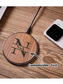 Personalized Customization Wooden Qi Charger Pad - 15W Fast Wireless Charging Station, Wooden Wireless Charger, Custom Name Engraved Charging Station,Groomsmen Gift