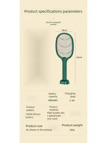 USB Rechargeable Electric Fly Swatter - Durable, Powerful Mosquito And Fly Killer For Home, Office, And Dorm Use, With Efficient Mosquito Control, ABS Material, Low Voltage Operation,500mAh