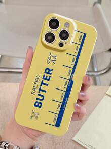 1 Stück Spielerisches Butter Logo Muster perforierter glänzender Hartschalen Handyhülle für 11/12/13/14/15/16 Pro Max