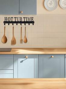 رف منشفة مثبت على الحائط ب- 8 خطاطيف، قطعة واحدة باللون الأسود | للمناشف والأردية والمعاطف والحمامات الساخنة والأماكن الخارجية والفنادق والمنتجعات والمسابح ومراكز الصحة المنزلية