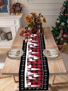 1pc Merry Christmas Table Runner, 35*180cm Polyester Cane Lights Pattern Christmas Table Flag Tablecloth, Christmas Decorations For Home Decor 2025 Xmas Table Oranments Winter Holidays Dining Kitchen Table Decor