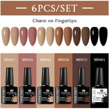 6pcs Gel Nail Polish Set Summer Colorful Semi Permanent UV LED Gel Polish Set Pink Glitter Soak Off Nail Art Varnish Design Manicure Kits DIY Salon At Home Gifts For Women