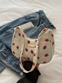 Túi đeo vai thời trang, đa năng, màu trơn, họa tiết hoa mới, kiểu dáng baguette nhỏ vuông tối giản dành cho nữ. - trắng - Xem 6