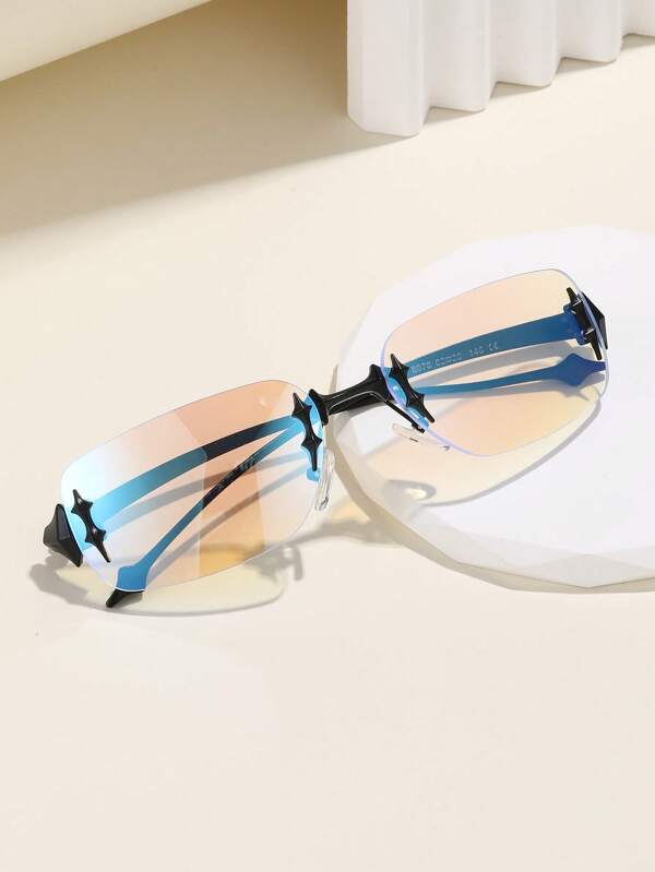 1pc New Stylish Frameless Star Design High-Quality Y2K Fashionable Fashion Glasses For Women, Suitable For Travel, Holiday, Party