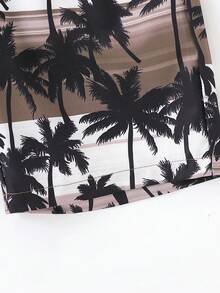 Bộ đồ thường ngày 2 món: Áo phông không tay in hình cây và quần short Hawaii cạp chun cho bé trai - màu nâu - Xem 6