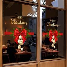 1pc 45cm*60cm Christmas Decoration Sticker, Bow Pattern Decal, Whole Sheet PVC Static Cling Film, Easy To Apply, Suitable For School, Mall, Hotel, Restaurant, Party