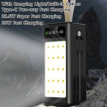 50000mAh Large Capacity Power Bank 22.5W External Battery Fast Charging Mobile Power Supply Equipped With LED Flashlight LED Power Display Comes With Detachable 2 Cables, Can Quickly Charge Mobile Phones/Electronic Products And Other Devices(5*10000mAh) - màu đen - Xem 6