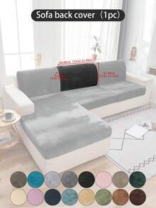 1 pieza Funda de cojín de sofá de peluche de zorro plateado gris oscuro, minimalista clásica, funda protectora decorativa a prueba de polvo de unicolor y elástica, adecuada para hotel, dormitorio, decoración de sala de estar, decoración de habitación, negro, gris claro, caqui, decoración de otoño, decoración de habitación, vuelta al colegio, útiles escolares