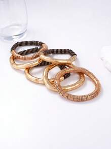 Punk Style Metal Multi-Tube Layered Necklace & Bracelet Set, Women Fashion Jewelry