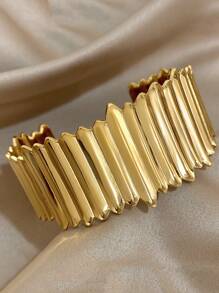 1pc Exaggerated Wrap Bracelet For Women Golden Stainless Steel Bracelet Chunky Wide Bangle Bracelet For Christmas Birthday Party Daily Jewelry