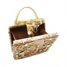 Women Evening Clutch Acrylic Square Bag Rhinestones Shoulder Bag Crossbody Bag Handbag - Gold - View 6