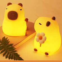 可爱水豚LED小夜灯，萌宠小夜灯，硅胶护理灯，可调光触控Type-C灯，LED软萌床头灯，趣味礼物，小夜灯，可调光硅胶触控床头灯，带定时器，USB充电小夜灯 - 7個顏色 - 查看 6