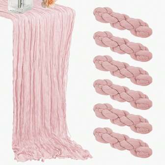 1/2/4/6 Packs Pink Bali Bohemian Table Runner, Cheesecloth Table Runner, Sheer Rustic Table Runner, Vintage Long Table Cloth For Christmas, New Year, Wedding, Bridal Shower, Birthday Party, Holiday, Home Table Centerpiece