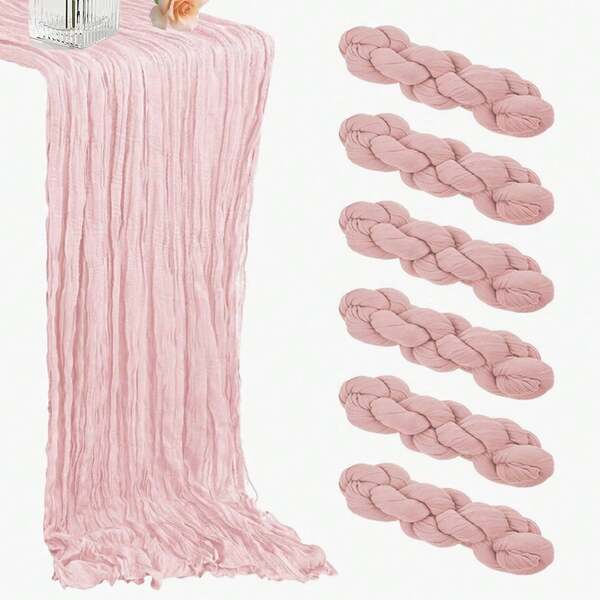 1/2/4/6 Packs Caminos de mesa bohemios de estilo balinés en color rosa, caminos de mesa de gasa, caminos de mesa rústicos transparentes, mantel largo vintage para Navidad, Año Nuevo, boda, ducha nupcial, fiesta de cumpleaños, fiestas, centro de mesa para el hogar