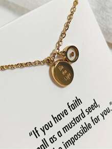 1pc Stainless Steel Mustard Seed "Be The Light" Inspirational Pendant Necklace, Accessory For Daily Wear And Vacation, Jewelry For All Seasons