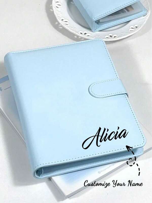 1pc Customizable Name Photo Card Album, Fits 2x3 Inch Photos & Cards, 80/160/240 Card Capacity, Solid Color Simple Flip Page Design, DIY Card Album, Simple & Elegant With Clasp, Meaningful Gift For Weddings, Back To School, Friends & Kids