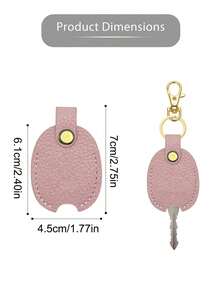 Luxury Faux Leather Keychain Case, Litchi Texture Key Protector Cover, Oval-Shaped, With Edge Paint Detail, For Wedding, Bridal Shower, Birthday, Bar/Bat, Tailgating, Christmas, Halloween, Easter, Thanksgiving, Valentine's Day - Multicolor - View 7