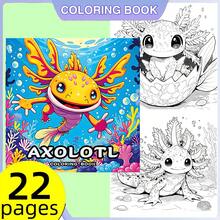 [22 Pages Axolotl Coloring Book] 1pc Axolotl Coloring Book For Adults, 22 Pages, Single-Sided Print, Heavy Paper, Mixed Color, Random Greeting Card Included, Ideal Thanksgiving & Christmas Gift,Colouring Book,Coloring Book,Art Supplies Colouring Book Adult Adult Coloring Books Coloring Books For Adults Coloring Books,Back To School,Supplies,Book,120G Paper - Multicolor - View 3