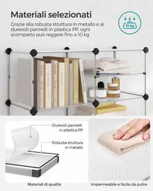 Scaffale a 9 Scomparti, Organizzatore Modulare, Scarpiera, Scomparto 30 x 40 x 30 cm, 30 x 40 x 15 cm, Soggiorno, Camera da Letto, Studio, con Martello di Gomma e Ferro, Bianco - Bianco - Visualizzare 3