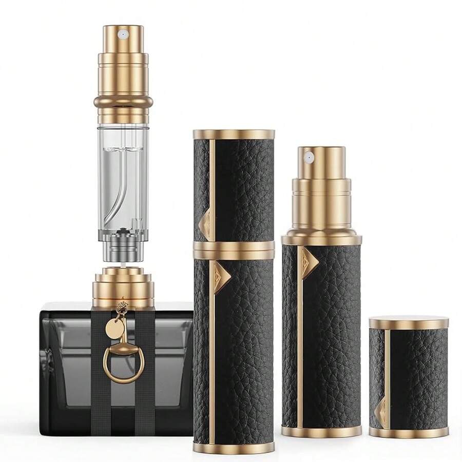 Travel Refillable Perfume Bottle, Leak-Proof 5ml Atomizer, Portable Luxurious Pocket Perfume Dispenser Pump Transfer Tool For Women Men Travel Accessories. - 黑色 - 查看 1