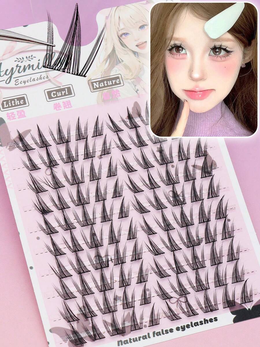 AYRMILLA 10 Rows 8-12mm False Eyelashes Natural Fish Tail Fairyultrafine Stem Feather Fan Fish Tail Grafting Eyelash Cross Wedding Party And Club Daily Work Meeting Natural False Eyelashes Are Comfortable To Wear Fairy Beginner Curling Planting False Eyelashes Flying Girls Such As , Students, Movies And TV Shows, Travel, Vacations, Brides, Birthdays, Etc - C - 查看 1