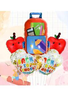 16 piezas Globos con forma de mochila y lápiz de película de aluminio, decoración de la temporada de vuelta al colegio, adecuado para la decoración de la temporada de vuelta al colegio, decoración de fiestas con temática escolar
