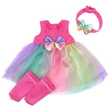 1 件 14 英寸娃娃衣服、可爱卡通图案娃娃睡衣、服装彩虹裙套装、生日或节日礼物，适合小女孩和小男孩，适合 14 英寸女孩或男孩娃娃及其他娃娃配饰、房间装饰 - 粉色 - 查看 9