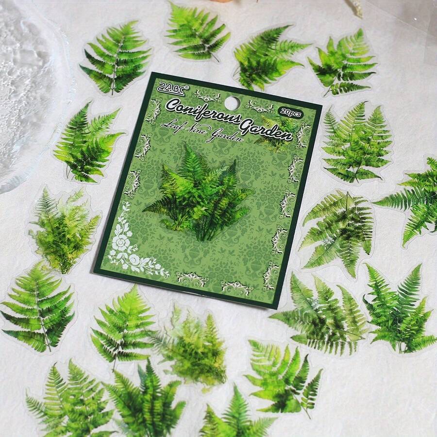 20 peças de adesivos decorativos de folhas de plantas para animais de estimação, adesivos decorativos para diário, material para scrapbooking, decoração para álbum, adesivos de diário