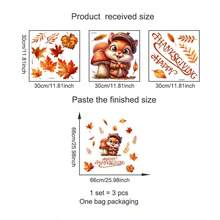 秋季松鼠和枫叶窗贴 - “你好秋天”或“感恩节快乐”文字自粘秋季装饰，暖色调，适用于客厅、卧室、走廊 - 耐用塑料季节性家居装饰，秋季家居装饰，节日房间装饰，秋季主题艺术品，易于粘贴的贴纸，舒适的秋季主题，高品质 PVC，DIY 爱好者