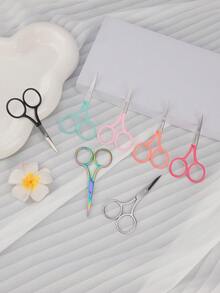 1pc Stainless Steel Beauty Scissors, Household Eyebrow Trimmer, Small Scissors For Makeup And Grooming - Multicolor - View 4