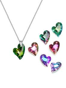 20 件/包 17 毫米倾斜心形玻璃电镀银底吊坠，DIY 手工项链、耳环、手机链、钥匙扣、汽车装饰 - 17mm歪桃 - 查看 1