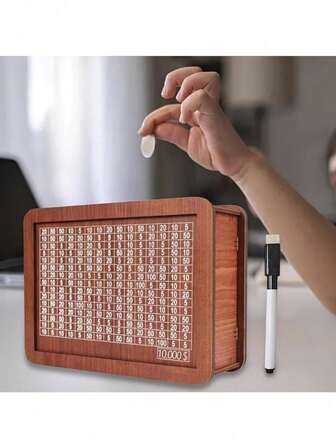 1个天然木质10,000美元纸币储蓄罐，带数字计数器 - 成人储蓄目标盒，高档收纳盒，新年新礼物，送给朋友的木质硬币盒，圣诞节礼物，万圣节礼物，平安夜礼物，实用小工具