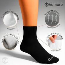 Kit 10 Pairs Zhamaro Socks Mid-Calf Cotton Terrycloth Men's Women's Comfortable Thick - Tất cả Pretas - Xem 7