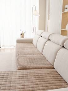 1pc Veet Washable Non-Slip L-Shaped Sofa Cover, Fits 3-Seater Sofa, Quilted Design, Magnetic Closure, Pet-Friendly Protection - Gray Velvet Sofa Cover