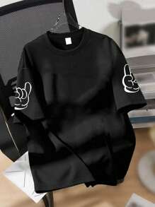 1 件男童街头滑板彩色印花短袖 T 恤，柔软亲肤面料，日常运动夏季风格