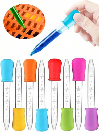 6/3pcs Liquid Pipettes Droppers Silicone 5ml Clear Medicine Eye Dropper Colorful Dropper Tools, Silicone Graduated Dropper, Cosmetic Skincare Serum Filling Pipette (Random Color), Plastic Pipettes Dropper, Liquid Droppers, Silicone And Plastic Pipettes Transfer Eyedropper With Bulb Tip