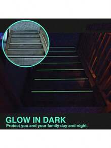 Heavy Duty Anti Slip Tape With Glow In The Dark Strips For Stairs Outdoor/Indoor Waterproof Non Skid Roll For Stair Steps Traction Tread Staircase Grips (1.97 Inch X 197inch, Black )Including Stairs, Patio, Entryways, Ladders, Scooters.