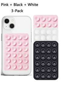 6pcs/Set 24pcs Silicone Suction Cup Phone Stand Pad, Multi-Function Suction Cup Wall Mount Bracket Square Non-Slip Phone Case Holder Suitable For Most Phones, Great For Home, Outdoor Shooting (1/2/3/6pcs Available)