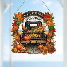 DIY Acrylic Diamond Painting Hanging Decor - Halloween Autumn Truck - Multicolor - View 5