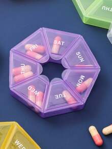 Hộp đựng thuốc hàng tuần di động | Hộp đựng thuốc chất lượng cao 7 ngày dễ mở | Hộp đựng thuốc du lịch có nắp | Hộp đựng thuốc cho vitamin, thực phẩm bổ sung và thuốc - Trong sáng - Xem 2