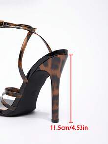 Giày cao gót hở mũi họa tiết da báo cho nữ, giày cao gót dự tiệc thời trang quyến rũ thanh lịch - màu nâu - Xem 9